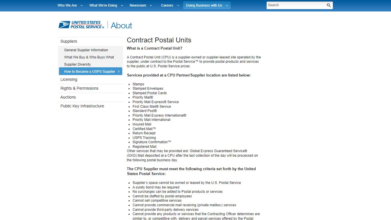 Contract Postal Units - USPS